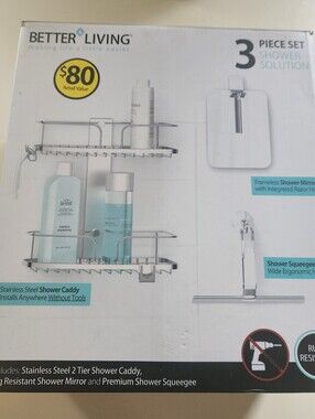 Better Living 3-Piece Stainless Steel Shower Caddy Set - Silver